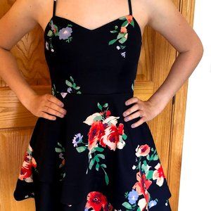 Navy Blue Floral Dress